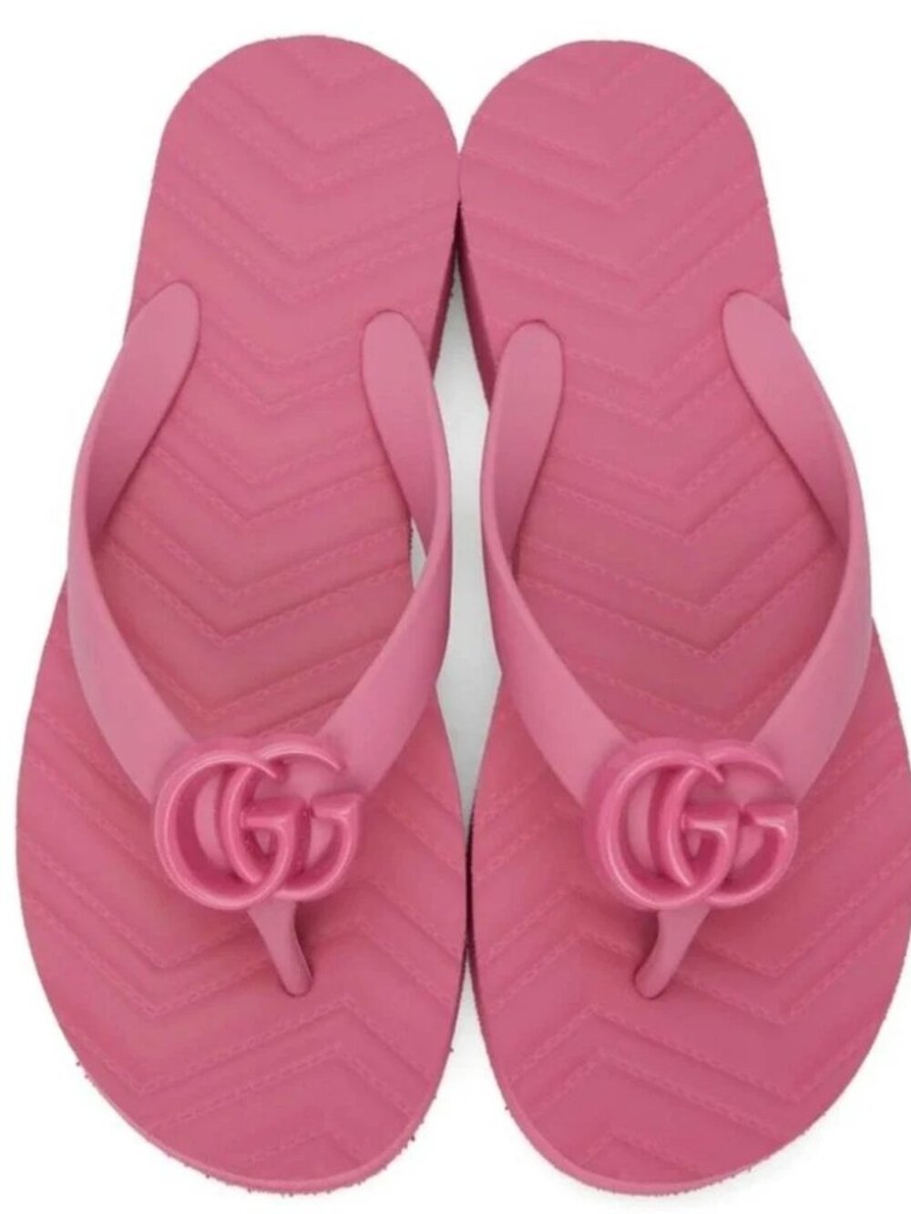 NEW BOX Gucci GG Pink Platform Rubber Flip Flops Sandals 37